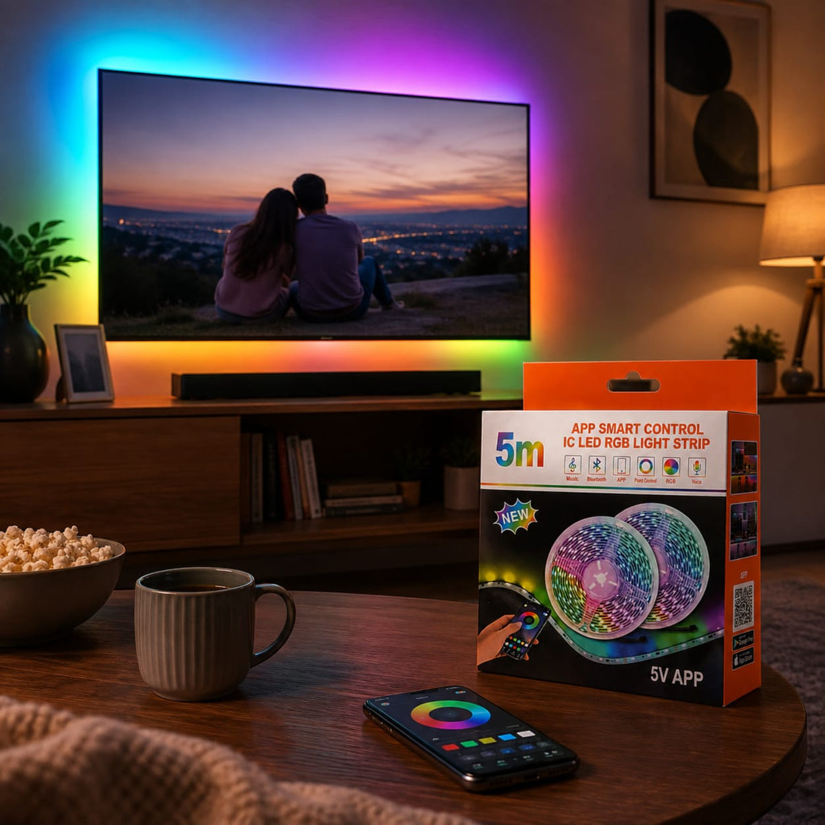 شريط LED RGB ذكي 5 متر - تحكم عبر التطبيق